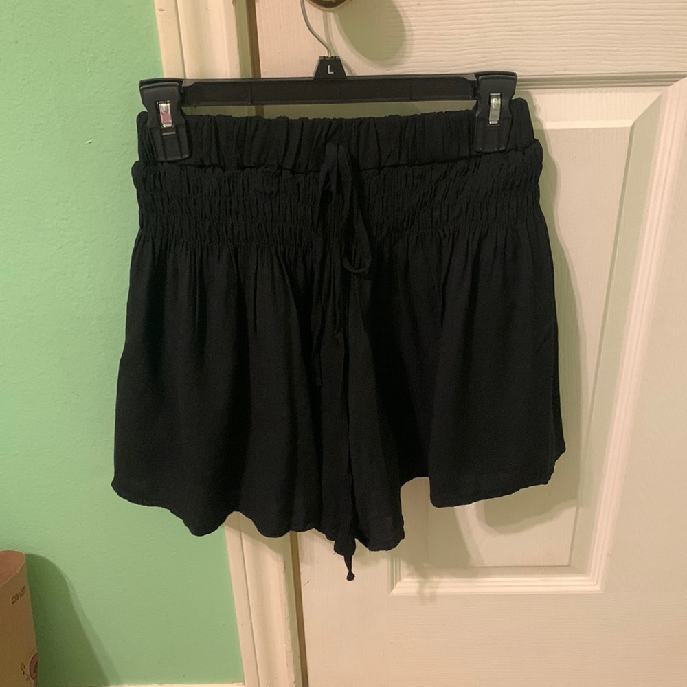Smocked black shorts